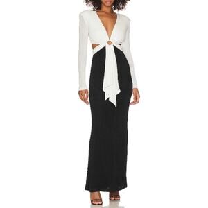 Misha 'Aldina' Contrast Slinky Side Cut Out Gown Size XS